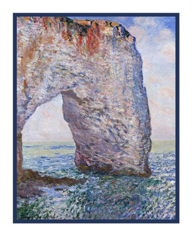The Manneporte Near Etretat inspired by Claude Monet's impressionist painting Counted Cross Stitch Pattern