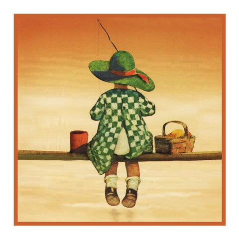 Young Girl Fishing By Jessie Willcox Smith Counted Cross Stitch Pattern