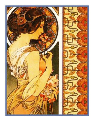 Cowslip by Alphonse Mucha Counted Cross Stitch Pattern DIGITAL DOWNLOAD