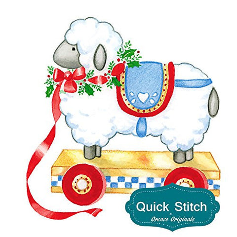 Quick Stitch Country Christmas Lamb Pull Toy Counted Cross Stitch Pattern