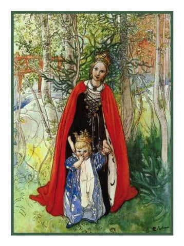 Spring Princess by Swedish Artist Carl Larsson Counted Cross Stitch Pattern