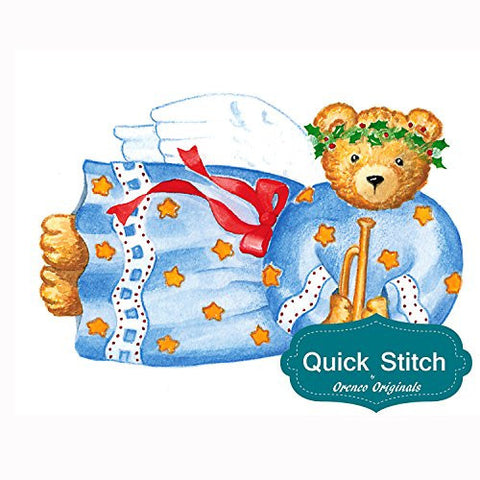 Quick Stitch Country Christmas Teddy Bear Angel Counted Cross Stitch Pattern