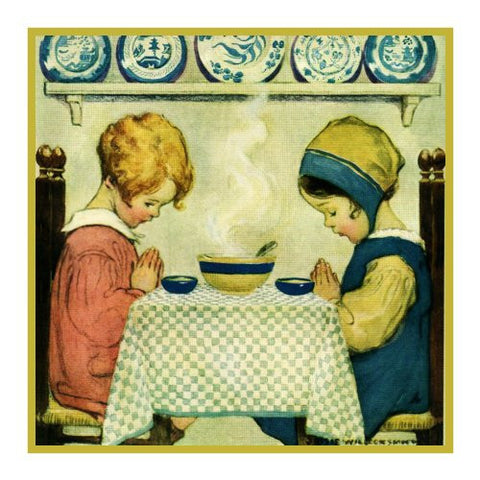 Young Girls Saying Grace By Jessie Willcox Smith Counted Cross Stitch Pattern