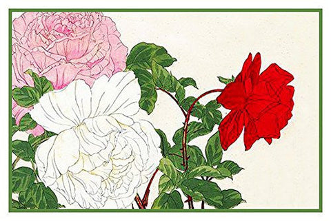 Tanigami Konan Asian Roses Flowers Counted Cross Stitch Pattern DIGITAL DOWNLOAD