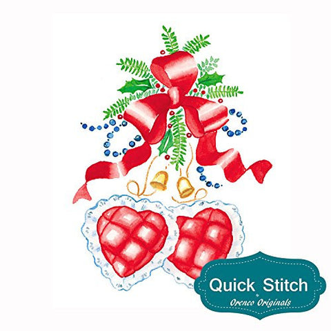Quick Stitch Country Christmas 2 Heart Decorations Counted Cross Stitch Pattern