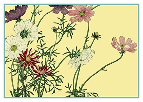 Tanigami Konan Asian Cosmos Flowers Counted Cross Stitch Pattern