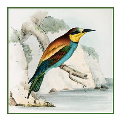 Bee Eater by Naturalist John Gould Birds Counted Cross Stitch Pattern