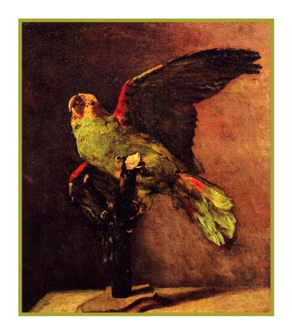 The Green Parrot inspired by Impressionist Vincent Van Gogh's Painting Counted Cross Stitch Pattern