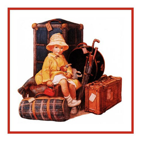 A Child Watching The Luggage By Jessie Willcox Smith Counted Cross Stitch Pattern