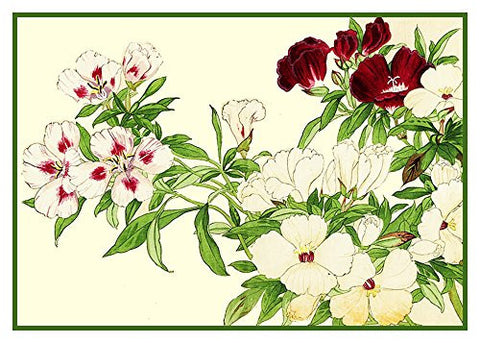 Tanigami Konan Asian Gotetia Flowers Counted Cross Stitch Pattern