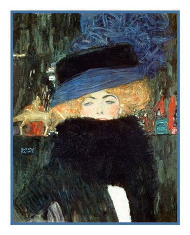 Art Nouveau Artist Gustav Klimt's The Lady with the Hat and Boa Counted Cross Stitch Pattern  DIGITAL DOWNLOAD