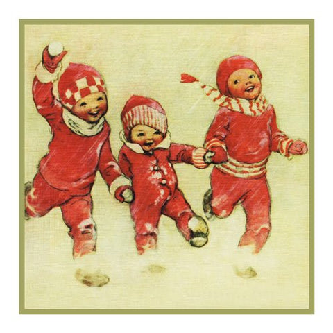 Children Frolicking In The Snow By Jessie Willcox Smith Counted Cross Stitch Pattern