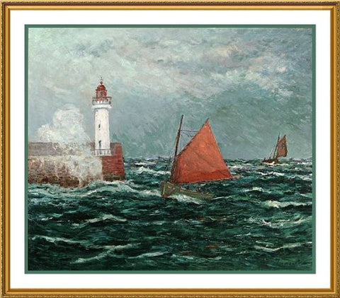 Maxime Maufra Returning Fishing Boats Counted Cross Stitch Chart