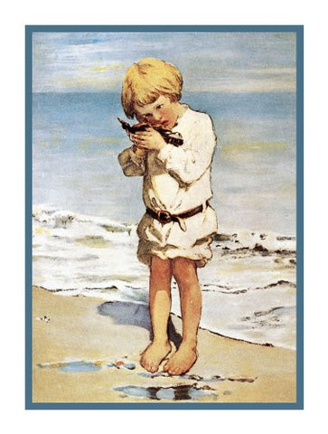 Little Boy and Sea Dreams By Jessie Willcox Smith Counted Cross Stitch Pattern