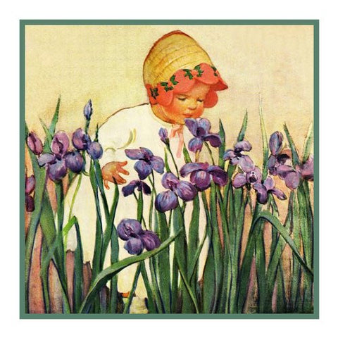 Young Girl Smelling Flowers By Jessie Willcox Smith Counted Cross Stitch Pattern