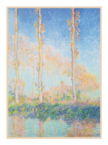 Poplars in Autumn inspired by Claude Monet's impressionist painting Counted Cross Stitch Pattern