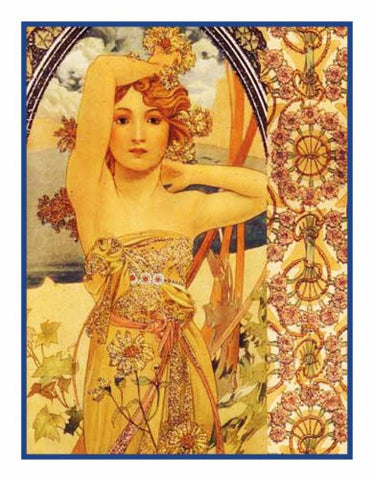 Brightness of Day by Alphonse Mucha Counted Cross Stitch Pattern