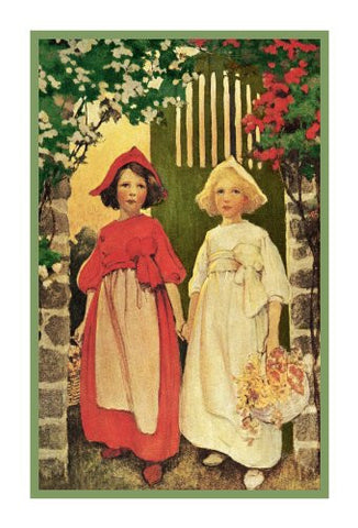 Young Maidens White and Red Roses By Jessie Willcox Smith Counted Cross Stitch Pattern