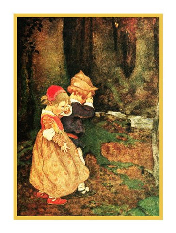 Hansel and Gretel in The Woods By Jessie Willcox Smith Counted Cross Stitch Pattern