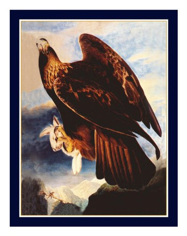 Golden Eagle Bird Illustration by John James Audubon Counted Cross Stitch Pattern