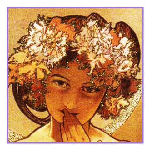 Moon and Stars Detail #2 by Alphonse Mucha Counted Cross Stitch Pattern