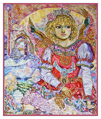 Angel with the Key to Heaven inspired by Yumi Sugai Counted Cross Stitch Pattern
