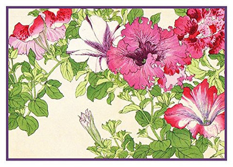Tanigami Konan Asian Petunia Flowers Counted Cross Stitch Pattern