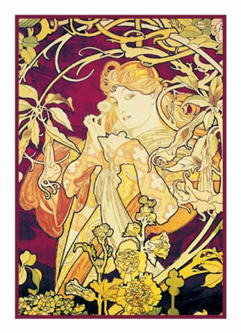 Ivy in Purple by Alphonse Mucha Counted Cross Stitch Pattern
