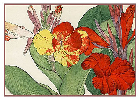 Tanigami Konan Asian Cana Lily Flowers Counted Cross Stitch Pattern
