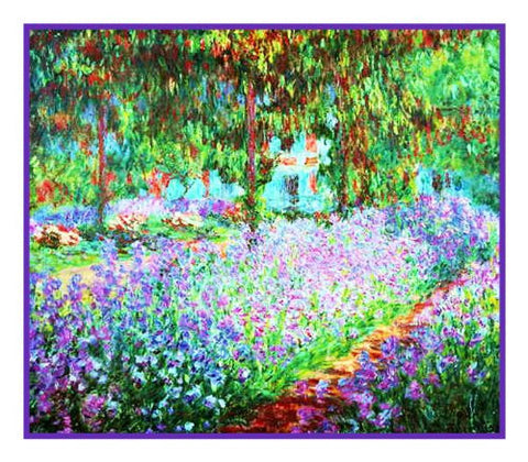 The Artist's Garden in Giverny inspired by Claude Monet's impressionist painting Counted Cross Stitch Pattern