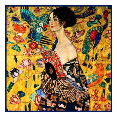 The Lady with the Fan by Gustav Klimt Counted Cross Stitch Pattern DIGITAL DOWNLOAD