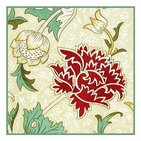 Chrysanthemum Cray by Arts and Crafts Movement Founder William Morris Counted Cross Stitch Pattern
