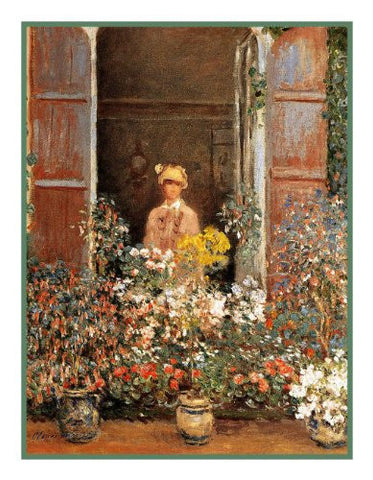 Camille at the Window inspired by Claude Monet's impressionist painting Counted Cross Stitch Pattern