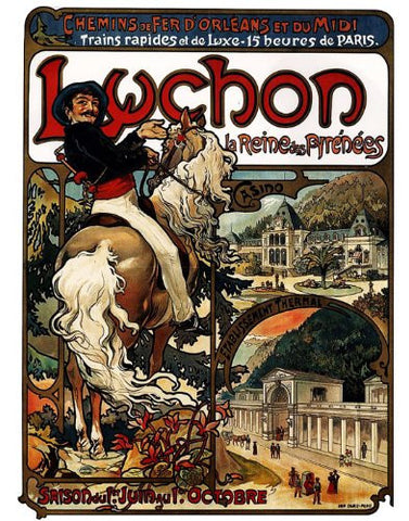 Luchon Train Station by Alphonse Mucha Counted Cross Stitch Pattern