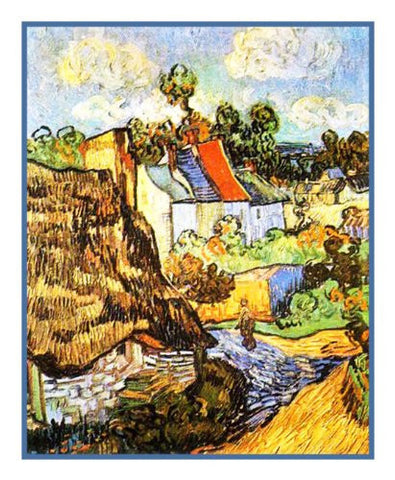 The House at Auvers inspired by Vincent Van Gogh's impressionist painting Counted Cross Stitch Pattern