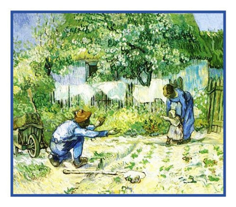 First Steps inspired by Impressionist Vincent Van Gogh's Painting Counted Cross Stitch Pattern