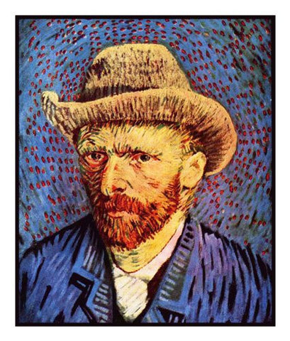 Self Portrait inspired by Impressionist Vincent Van Gogh's Painting Counted Cross Stitch Pattern