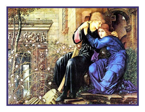 Love Among the Ruins by Arts and Crafts Edward Burne-Jones Counted Cross Stitch Pattern