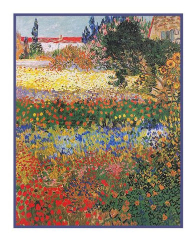 The Flower Garden inspired by Impressionist Vincent Van Gogh's Painting Counted Cross Stitch Pattern