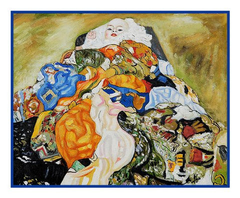Baby Cradle inspired by Gustav Klimt's symbolist painting Counted Cross Stitch Pattern
