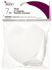 Heart Shaped - Plastic Canvas Shape 7 Count 3" 10/Pkg