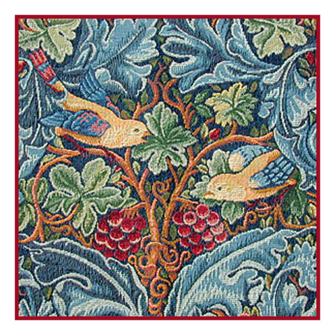 Acanthus Vine with Birds by Arts and Crafts Movement Founder William Morris Counted Cross Stitch Pattern