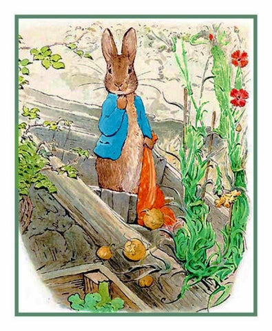 Peter Lets Go of Red Handkerchief inspired by Beatrix Potter Counted Cross Stitch Pattern DIGITAL DOWNLOAD