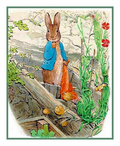 Peter Lets Go of Red Handkerchief inspired by Beatrix Potter Counted Cross Stitch Pattern