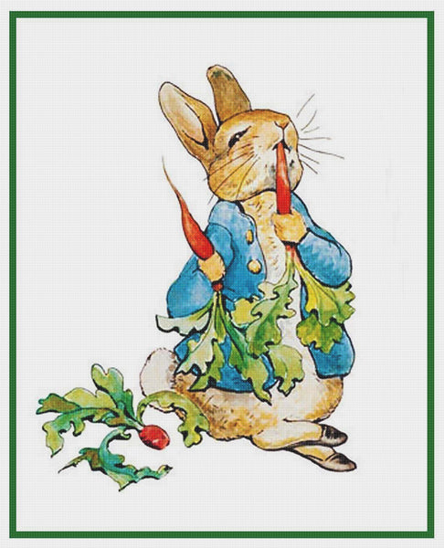 Peter-Rabbit Eats Carrots inspired by Beatrix Potter Counted Cross