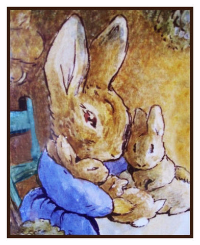 Mama Snuggles Baby Rabbits inspired by Beatrix Potter Counted Cross Stitch Pattern