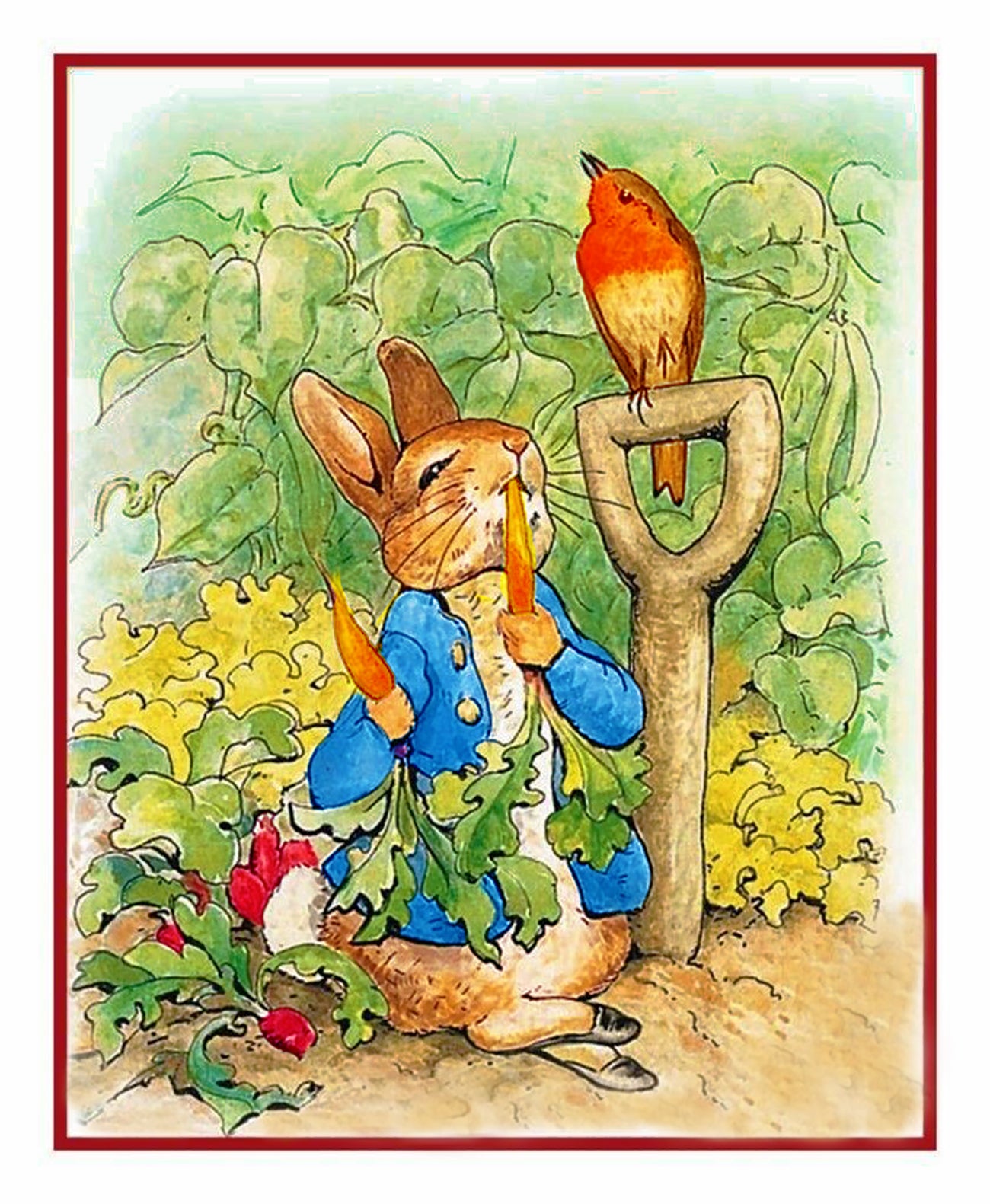 Peter Rabbit Digs in Garden inspired by Beatrix Potter