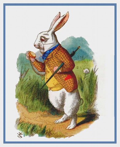 Tenniel's White Rabbit Alice in Wonderland Counted Cross Stitch Chart Pattern DIGITAL DOWNLOAD