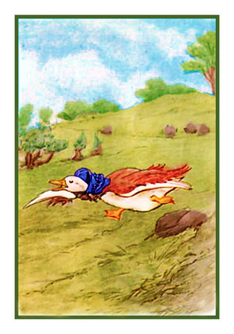 Jemima Puddleduck Ran Down the Hill inspired by Beatrix Potter Counted Cross Stitch Pattern