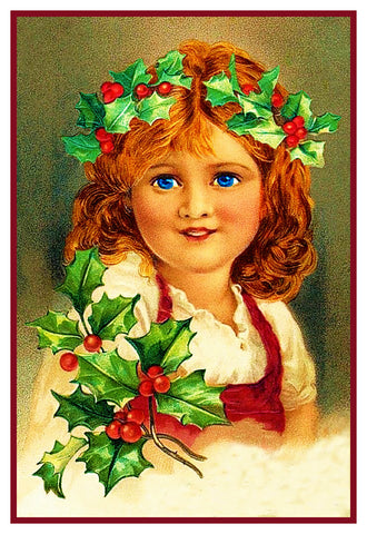 Christmas Joy Holly Girl Counted Cross Stitch Pattern DIGITAL DOWNLOAD